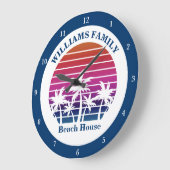 Kute Custom Beach House Palm Tree Tropical Sunset Grote Klok (Hoek)
