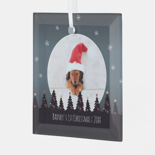Kute Custom First Kerstpuppy Photo Template Glas Ornament (Voorkant links)