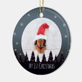 Kute Custom First Kerstpuppy Photo Template Keramisch Ornament (Links)