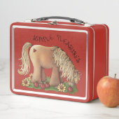 Kute Custom Inspirerend Red Metal Lunch Box (In situ)