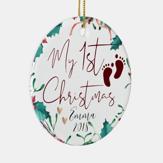 Kute Custom Photo First Kerstboom Keramisch Ornament (Rechts)