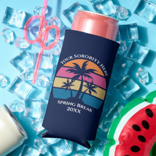 Kute Custom Spring Break Beach Party Palm Tree Seltzer Blikjeskoeler