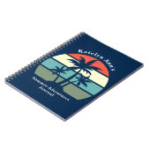 Kute Custom Summer Beach Vacation Blue Palm Tree Notitieboek (Linkerzijde)