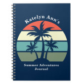 Kute Custom Summer Beach Vacation Blue Palm Tree Notitieboek (Voorkant)