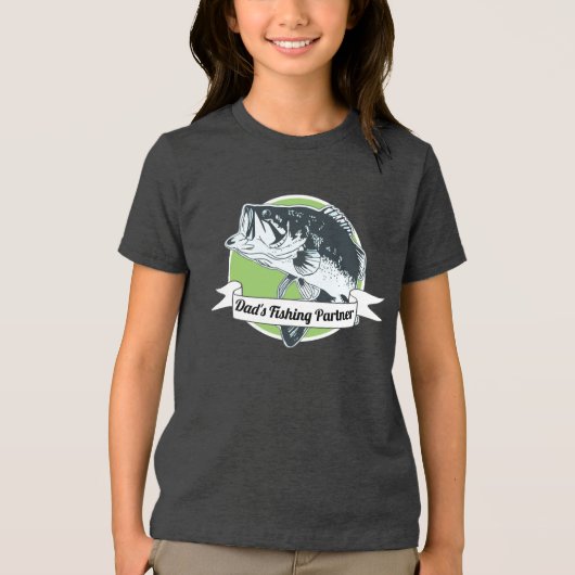 Kute Dad's Vissende Partner Largemouth Bass Tri-Blend Shirt (Voorkant)