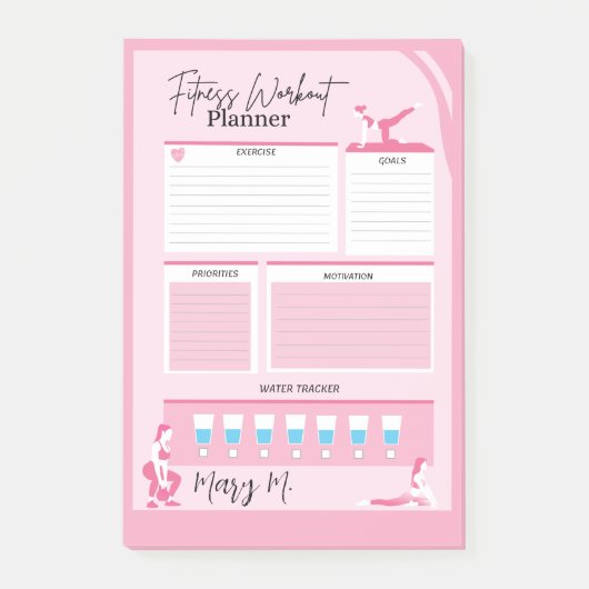 Kute Daily Fitness Workout Tracker Planner Post-it® Notes (Voorkant)