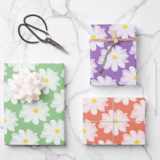 Kute daisy flower florale kleur inpakpapier vel (Voorkant)