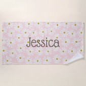 Kute Daisy Patter Custom Name Beach Towel Strandlaken (Voorkant)