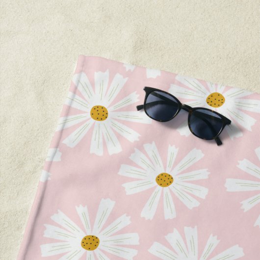 Kute Daisy Patter Custom Name Beach Towel Strandlaken (In situ)