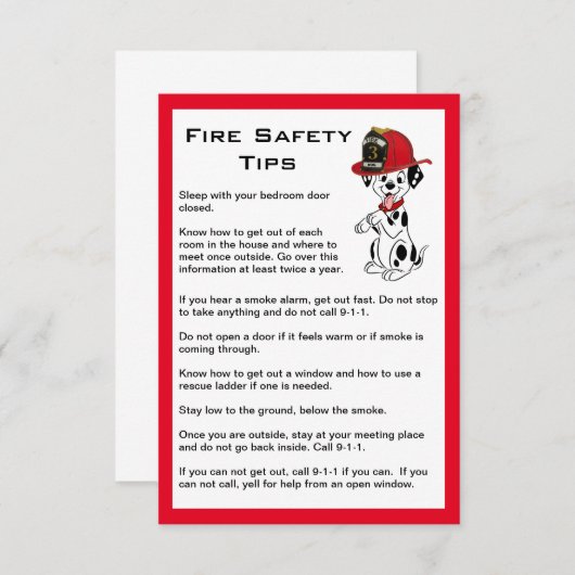 Kute Dalmatian Dog Fire Tips Flat Kaart (Voorkant / Achterkant)