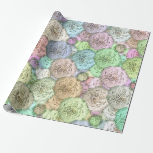 Kute dandelions in pastel cadeaupapier (Uitgerold)