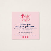 Kute dank u roze florale typografie illustratie vierkante visitekaartjes (Achterkant)