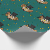 Kute Dansend Owl met de Cartoon van Muzieknoten Cadeaupapier (Hoek)