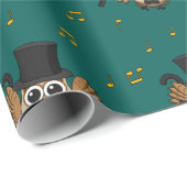 Kute Dansend Owl met de Cartoon van Muzieknoten Cadeaupapier (Rol Hoek)