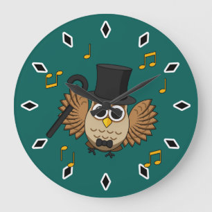Kute Dansend Owl met de Cartoon van Muzieknoten Grote Klok