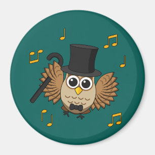 Kute Dansend Owl met de Cartoon van Muzieknoten Magneet