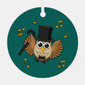 Kute Dansend Owl met de Cartoon van Muzieknoten Metalen Ornament (Achterkant)