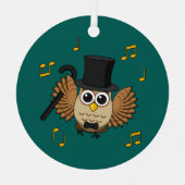 Kute Dansend Owl met de Cartoon van Muzieknoten Metalen Ornament (Voorkant)