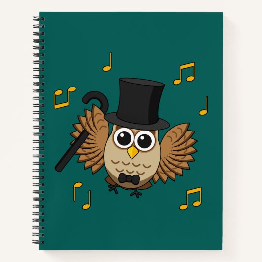 Kute Dansend Owl met de Cartoon van Muzieknoten Notitieboek (Voorkant)