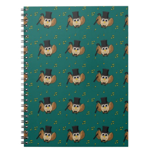 Kute Dansend Owl met de Cartoon van Muzieknoten Notitieboek (Voorkant)