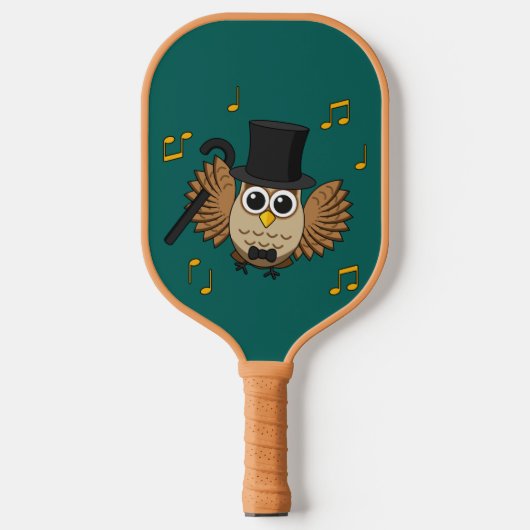 Kute Dansend Owl met de Cartoon van Muzieknoten Pickleball Paddle (Voorkant)