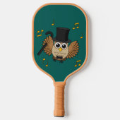 Kute Dansend Owl met de Cartoon van Muzieknoten Pickleball Paddle (Achterkant)