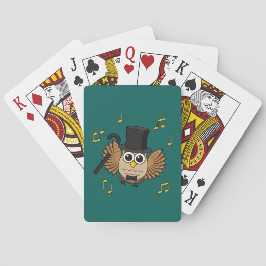Kute Dansend Owl met de Cartoon van Muzieknoten Pokerkaarten (Achterkant)