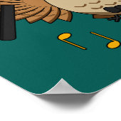 Kute Dansend Owl met de Cartoon van Muzieknoten Poster (Hoek)