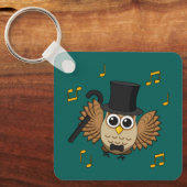 Kute Dansend Owl met de Cartoon van Muzieknoten Sleutelhanger (Voorkant)