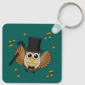 Kute Dansend Owl met de Cartoon van Muzieknoten Sleutelhanger (Achterkant)