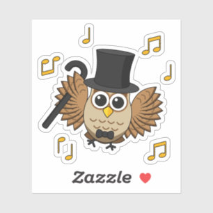 Kute Dansend Owl met de Cartoon van Muzieknoten Sticker