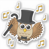 Kute Dansend Owl met de Cartoon van Muzieknoten Sticker (Voorkant)