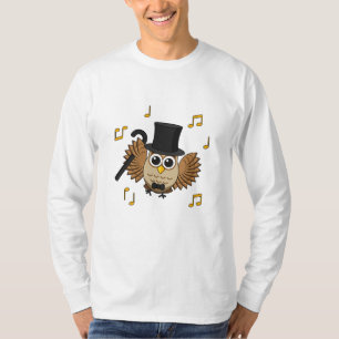Kute Dansend Owl met de Cartoon van Muzieknoten T-shirt