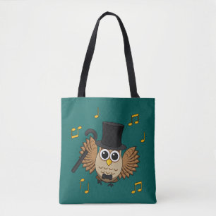 Kute Dansend Owl met de Cartoon van Muzieknoten Tote Bag