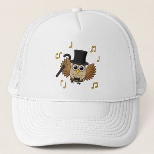Kute Dansend Owl met de Cartoon van Muzieknoten Trucker Pet