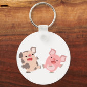 Kute dansende Cartoon pigs Keyring Sleutelhanger (Voorkant)