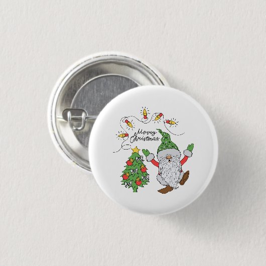 Kute dansende kerstboom ronde button 3,2 cm (Voorkant /achterkant)