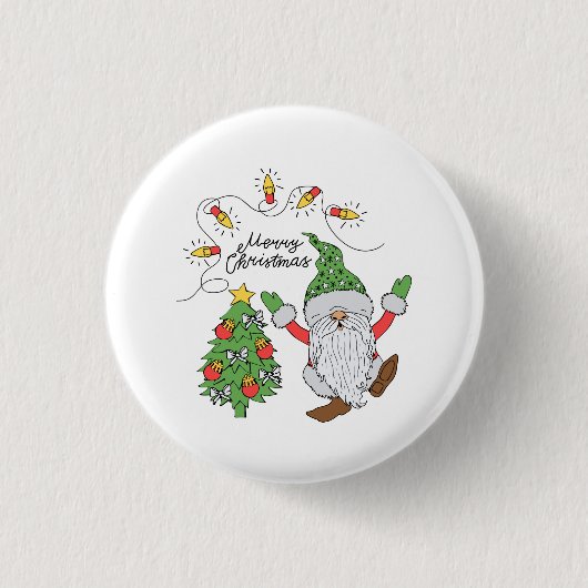 Kute dansende kerstboom ronde button 3,2 cm (Voorkant)