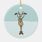 Kute Dansende rendierkeramische sierplant Keramisch Ornament (Achterkant)