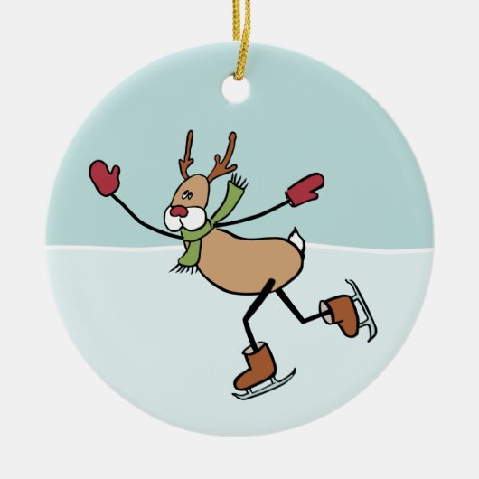 Kute Dansende rendierkeramische sierplant Keramisch Ornament (Voorkant)