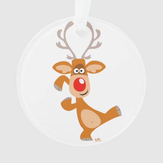 Kute danserende Cartoon rendierlijk Ornament (voorkant)