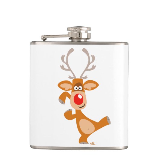Kute danserende Cartoon rendieruiteinflessen Heupfles (Voorkant)