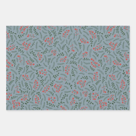 Kute dark dusty blue foliage greenerage patroon inpakpapier vel (Voorkant)