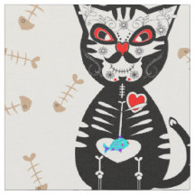 Kute Day of the Dead Sugar Skull Cat Meow Print