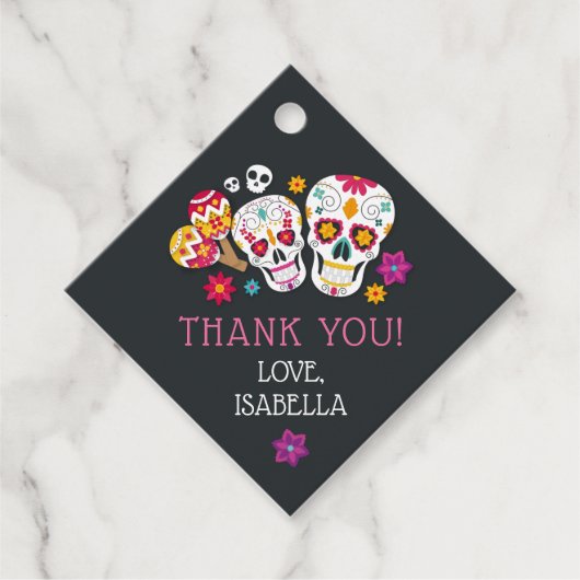 Kute Day of the Dead Sugar Skulls Bedankjes Labels (Voorkant)