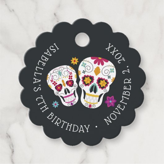 Kute Day of the Dead Sugar Skulls Bedankjes Labels (Voorkant)
