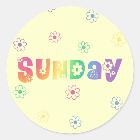 Kute Day of the Week Sunday Ronde Sticker (Voorkant)