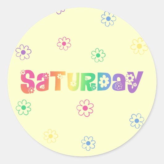 Kute Day of the Week Zaterdag Ronde Sticker (Voorkant)