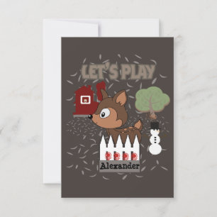 Kute Deer Let's Play-Play Date Invitation