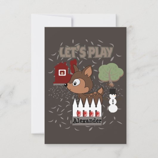 Kute Deer Let's Play-Play Date Invitation (Voorkant)